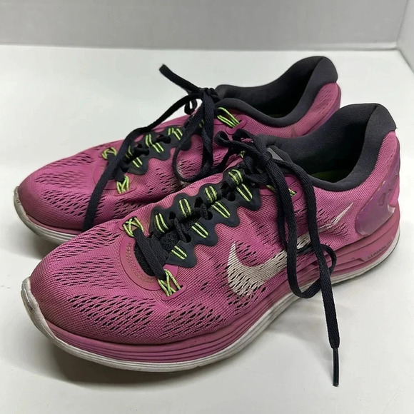 Nike Lunarglide 5 Sneakers Running Shoes Athletic Shoe Pink Green Womens Size 8 - Picture 2 of 12